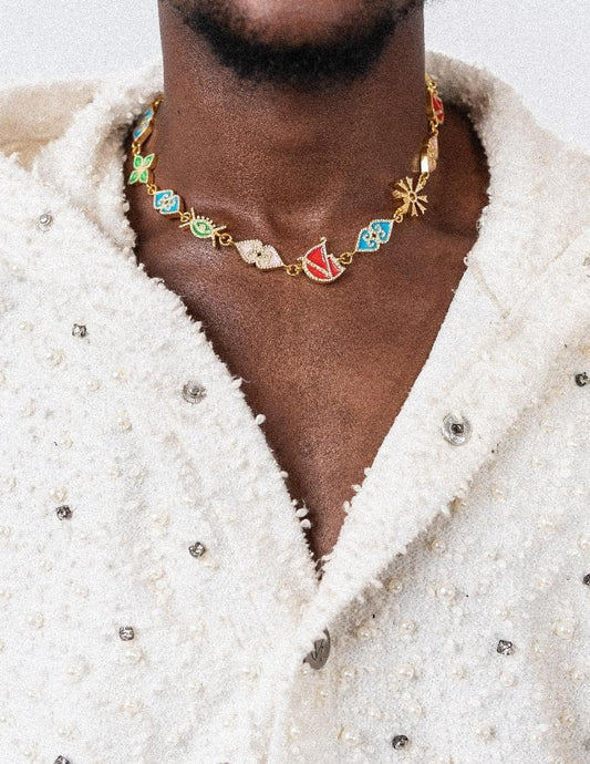 GVDŠ Adinkra symbol necklace/multi-color enamel